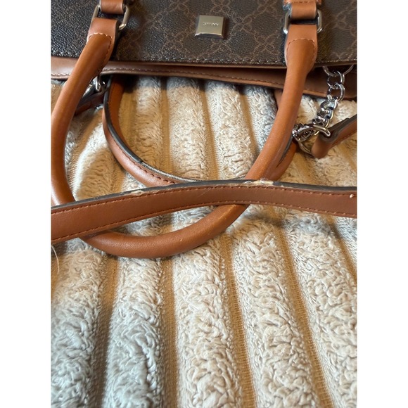 Nine West Handbag Bundle Brown Monogram Satchel & Mauve Pink Crossbody Bag - Picture 6 of 12